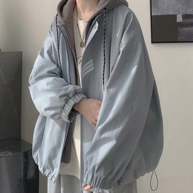 【2colors M-3XL】áo khoác nam from rộng fashion cotton simple unisex mùa thu đơn giản việt hàng trăm thời trang tiện nghi trang chủ hai lớp chất lượng cao mũ trùm đầu áo khoác cặp đôi cùng kiểu