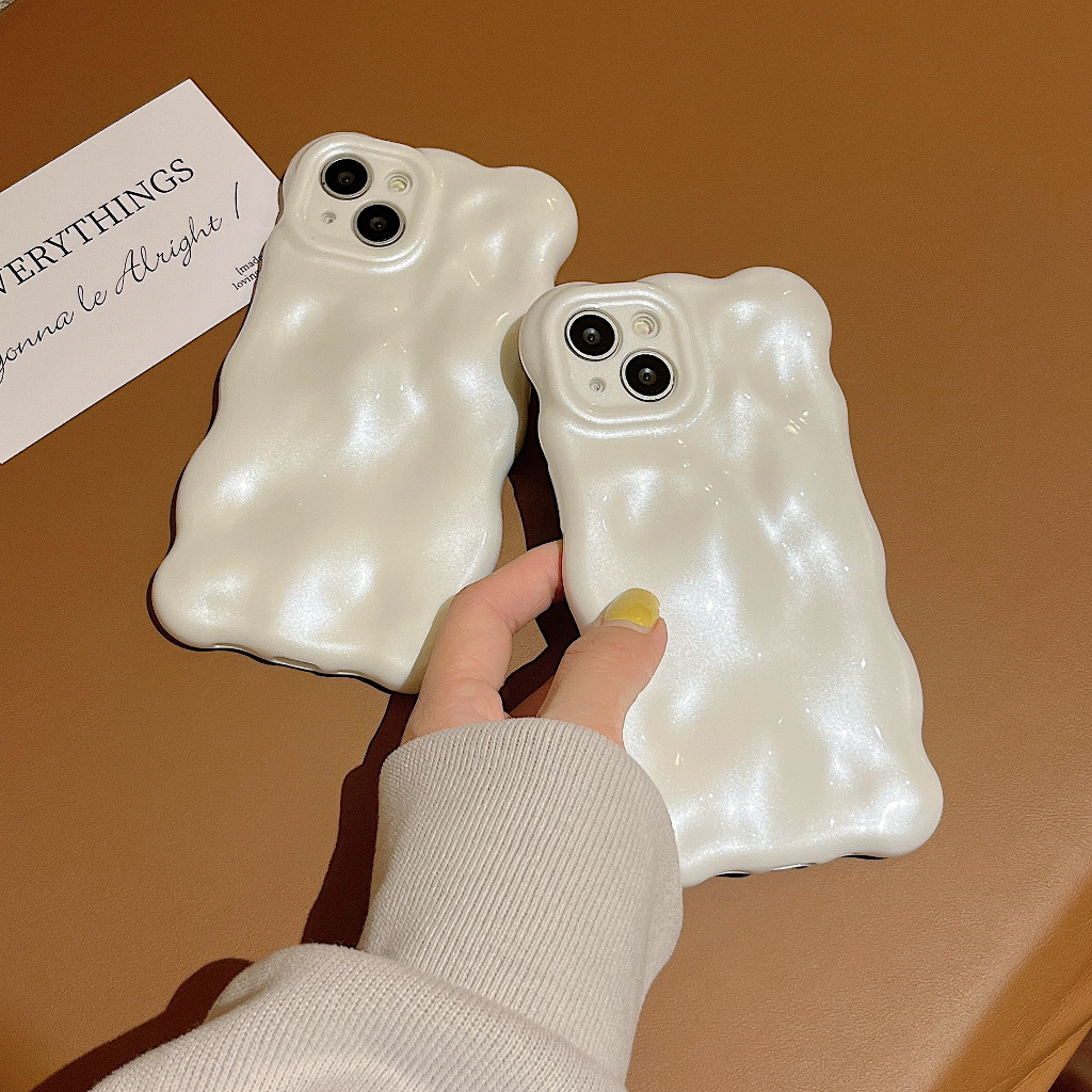 Ốp Điện Thoại Màu Trắng Ngọc Trai Cho iphone 15 promax 15 14 pro max 14pro 14 13 pro max 12 pro max 11 tiktok