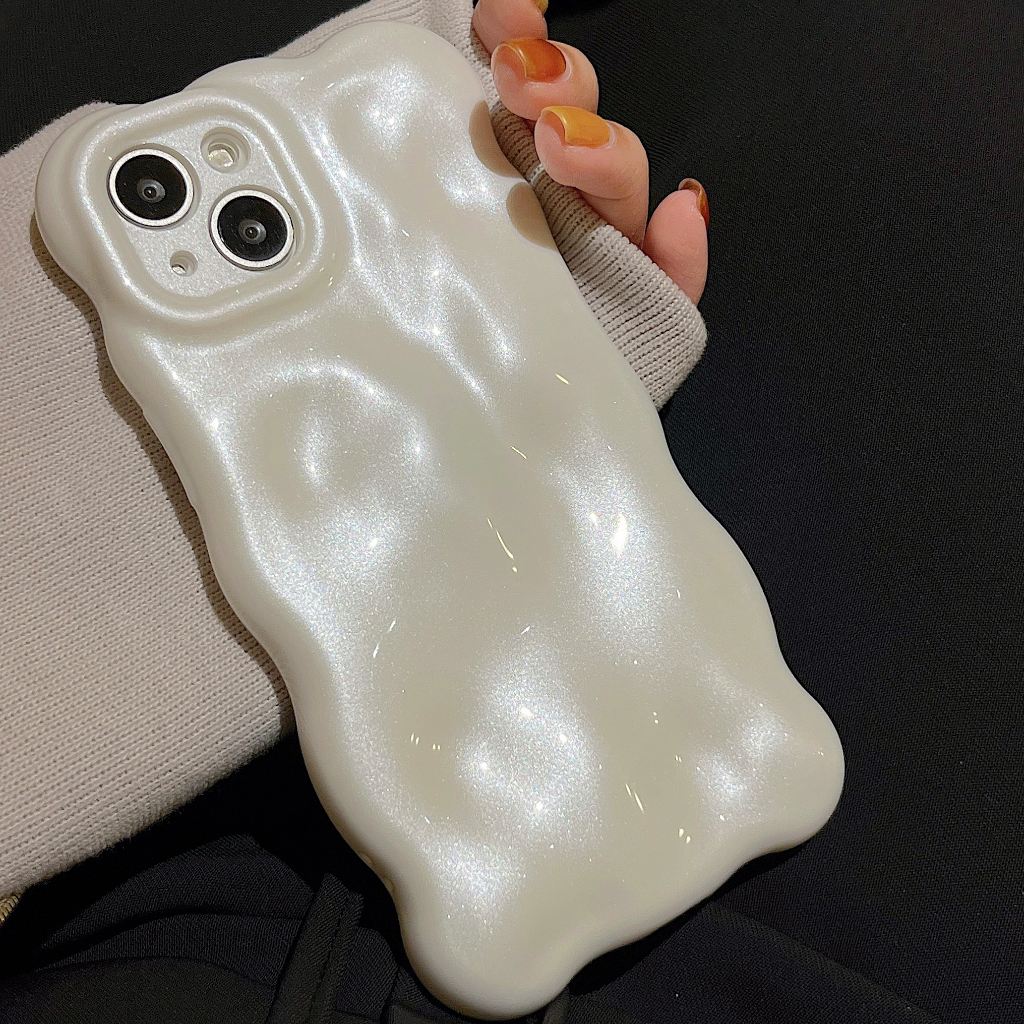 Ốp Điện Thoại Màu Trắng Ngọc Trai Cho iphone 15 promax 15 14 pro max 14pro 14 13 pro max 12 pro max 11 tiktok