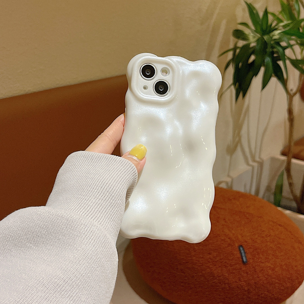 Ốp Điện Thoại Màu Trắng Ngọc Trai Cho iphone 15 promax 15 14 pro max 14pro 14 13 pro max 12 pro max 11 tiktok