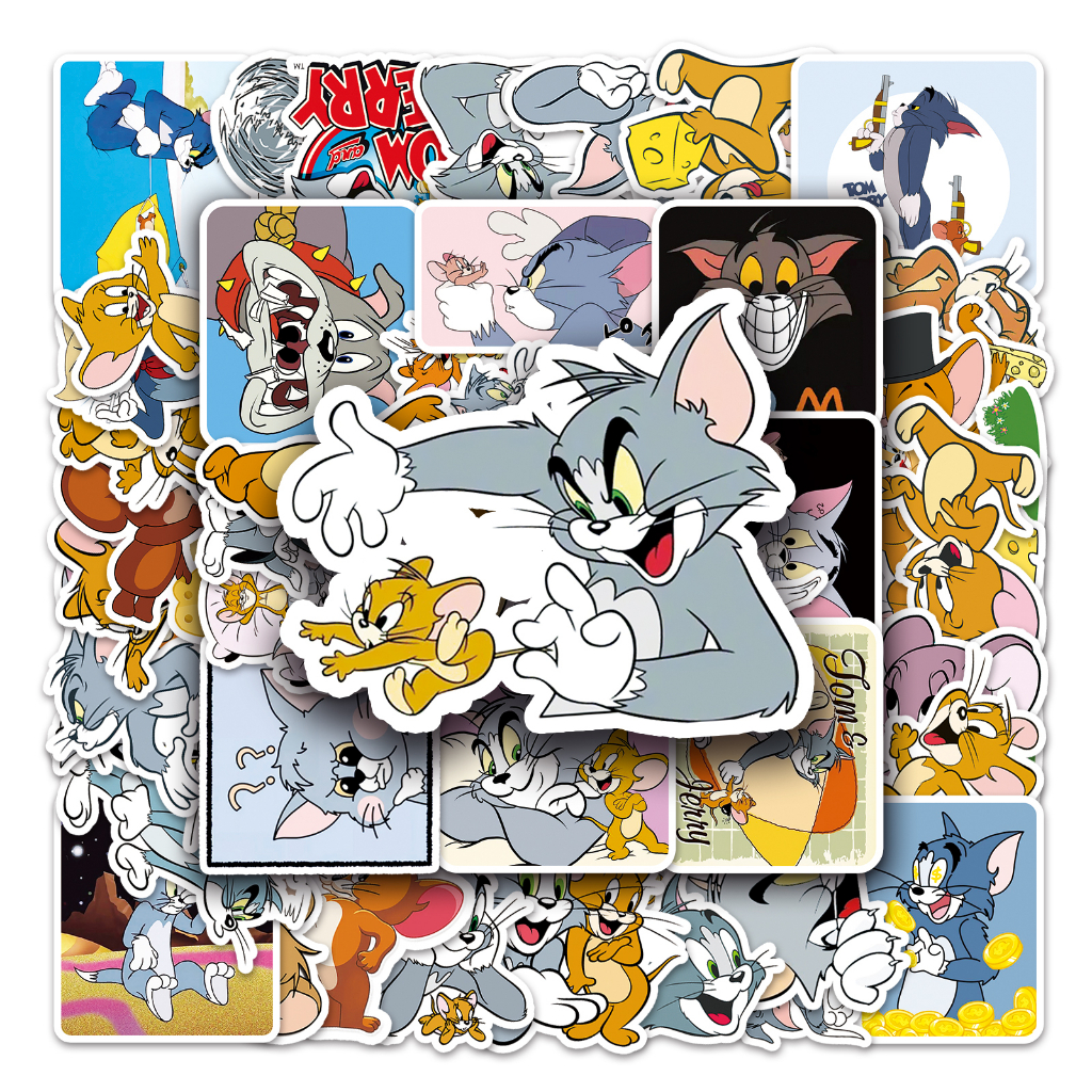 50 Miếng Dán Hoạt Hình Tom Và Jerry Chống Nước Trang Trí Xe Hơi