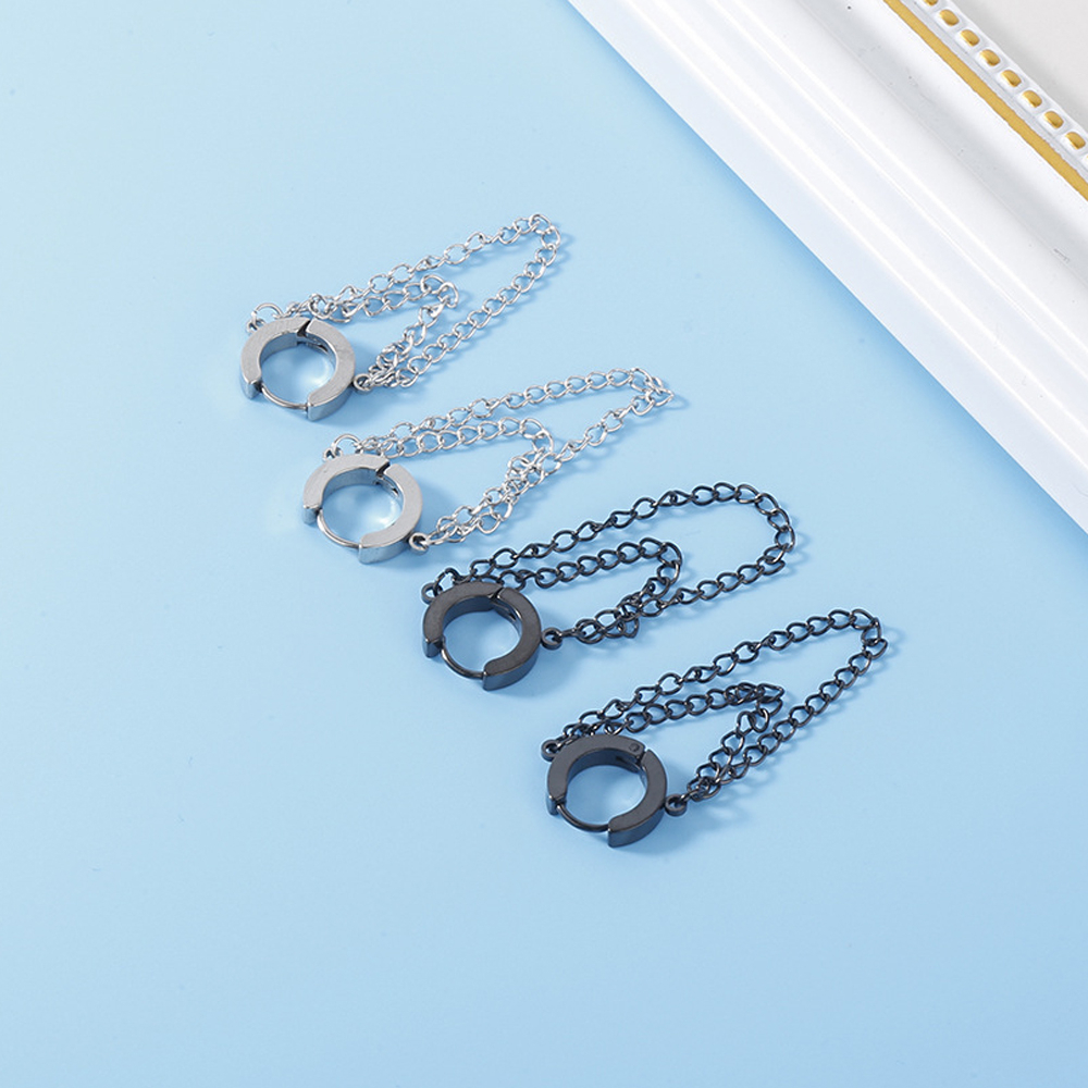 Bông Tai Thép Titan Dạng Xích Phong Cách Hip Hop Thời Trang