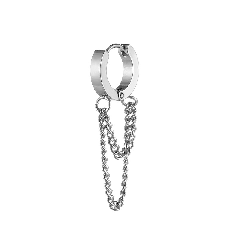 Bông Tai Thép Titan Dạng Xích Phong Cách Hip Hop Thời Trang