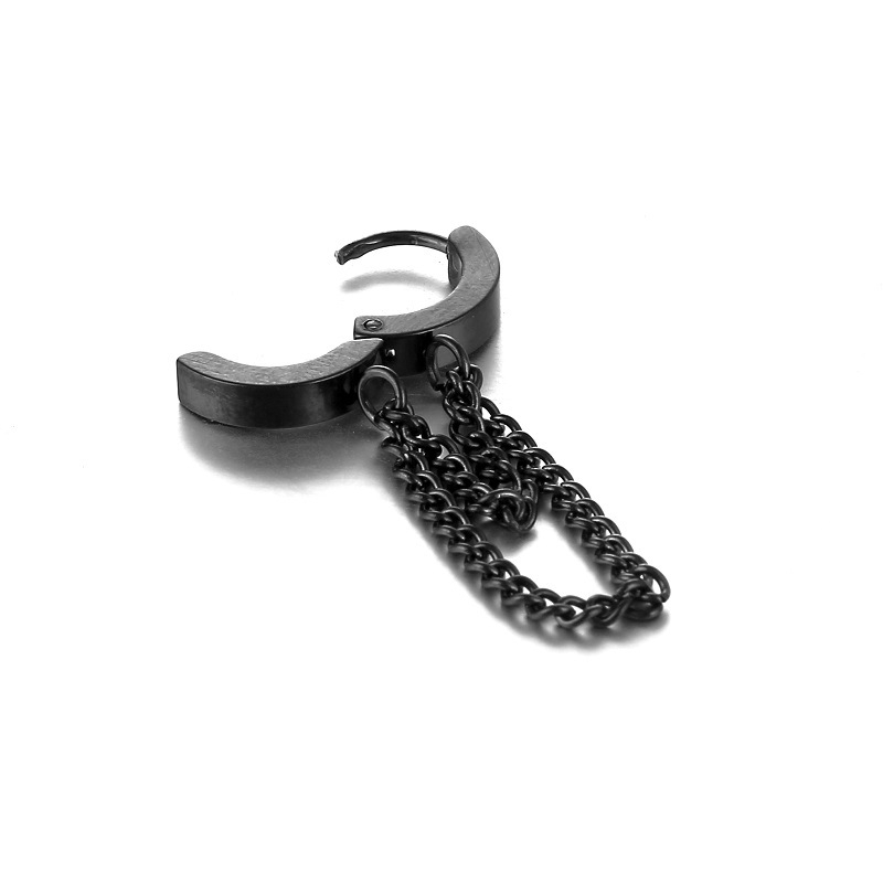 Bông Tai Thép Titan Dạng Xích Phong Cách Hip Hop Thời Trang