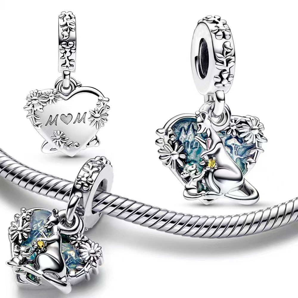 Mặt Dây Chuyền Bạc 925 Hình Trái Tim Bằng Thủy Tinh Murano Màu Hồng Xinh Xắn