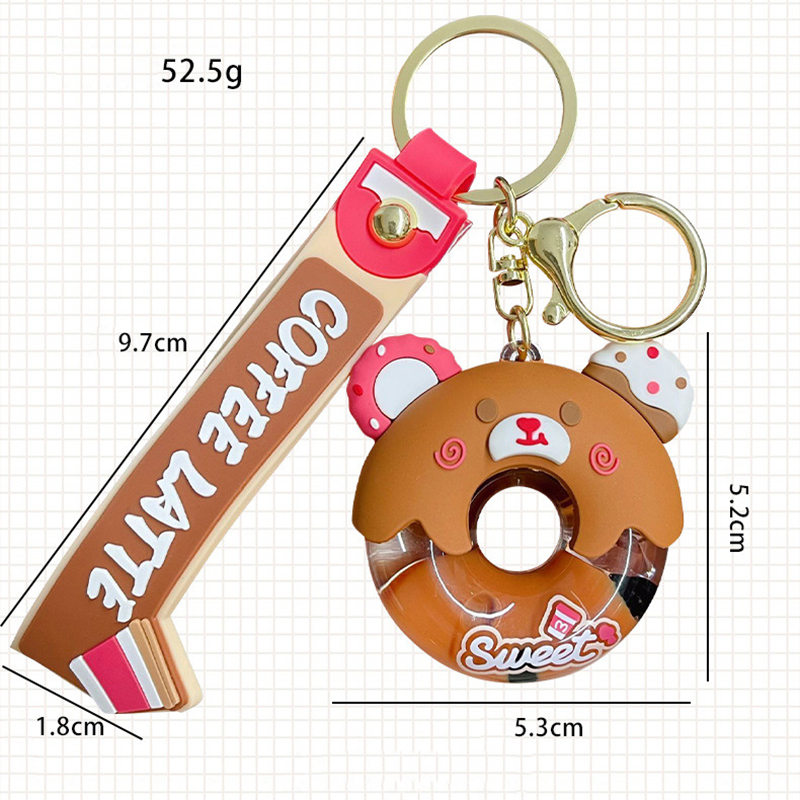 Móc Khóa Hình Bánh Donut Gấu Trà Sữa Thời Trang