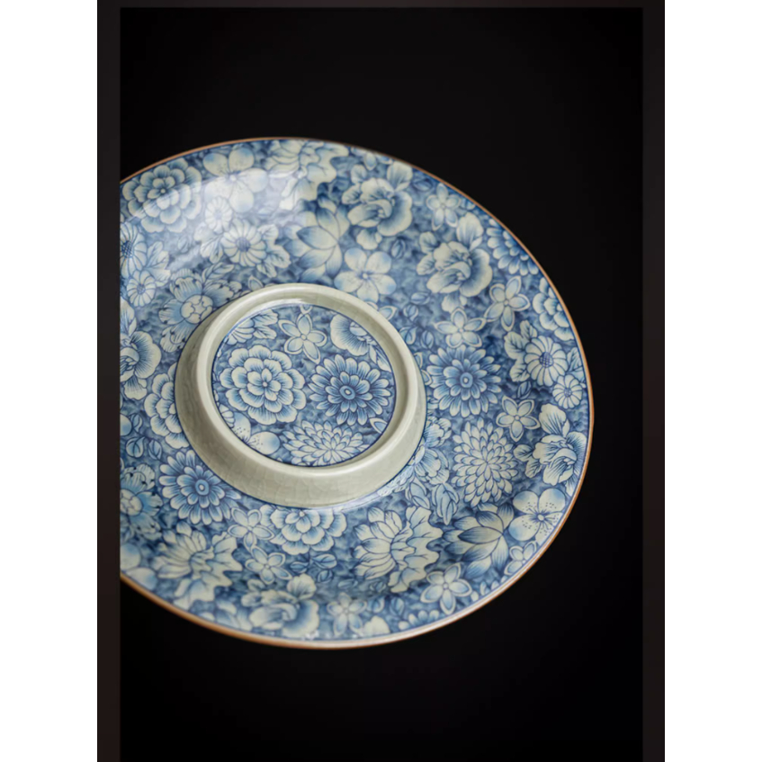 Sancai Bộ Tách Uống Trà Màu Trắng Xanh Lam Hàng Ngàn Hoa Không Rơi Vỡ