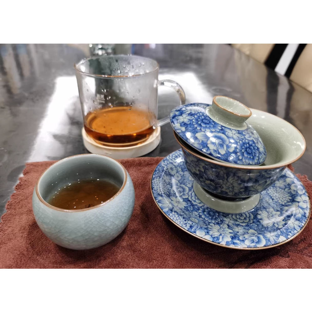 Sancai Bộ Tách Uống Trà Màu Trắng Xanh Lam Hàng Ngàn Hoa Không Rơi Vỡ