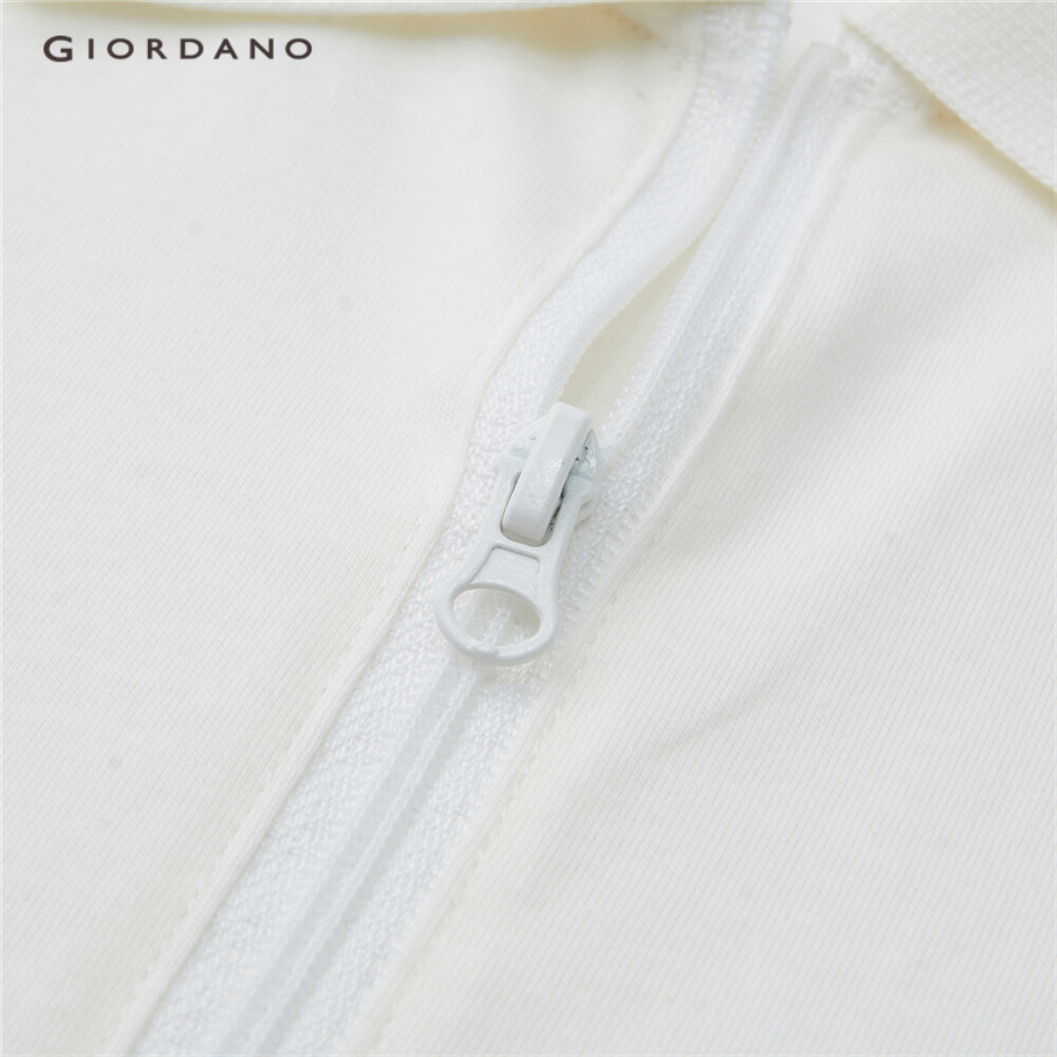 Áo thun polo GIORDANO 13313201 tay ngắn họa tiết 2 sọc phối khóa thời trang dành cho nữ