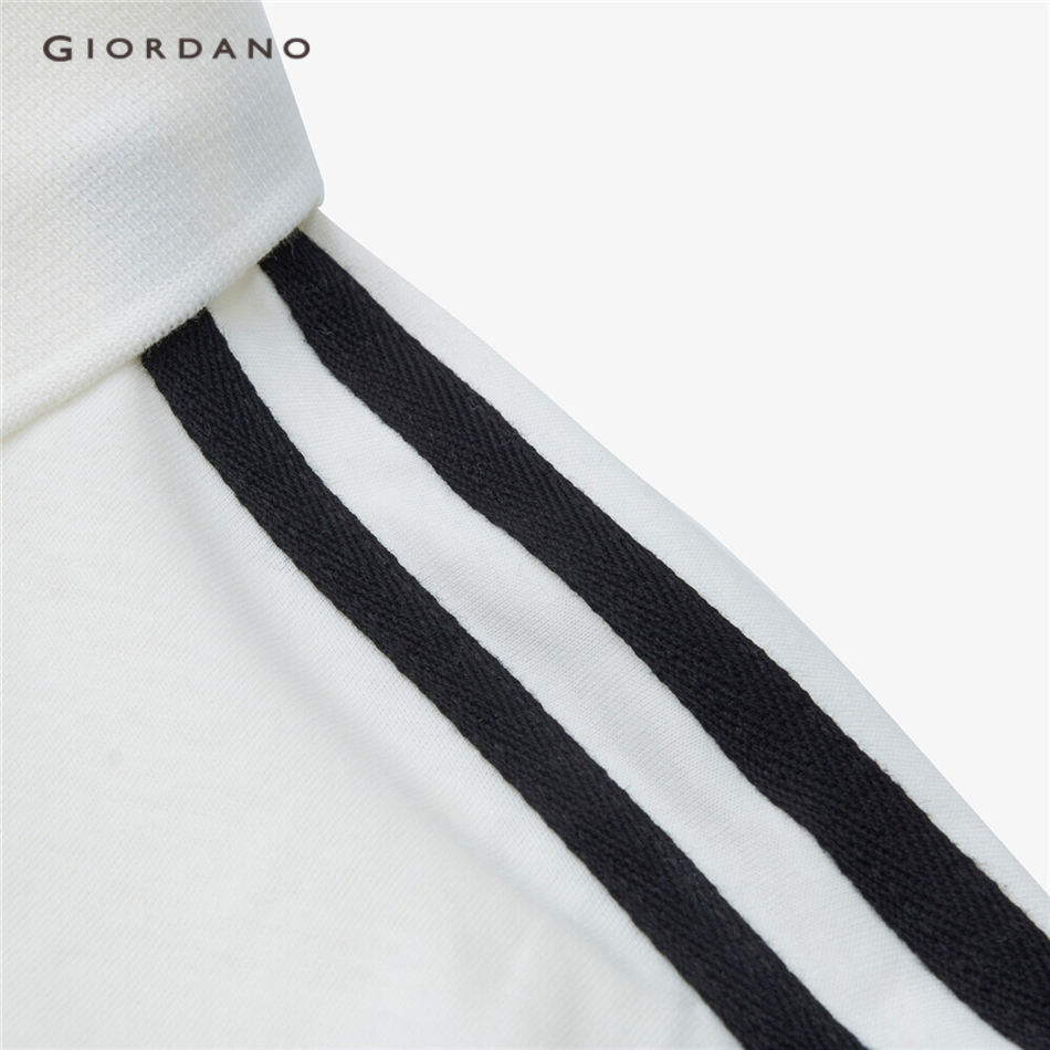 Áo thun polo GIORDANO 13313201 tay ngắn họa tiết 2 sọc phối khóa thời trang dành cho nữ