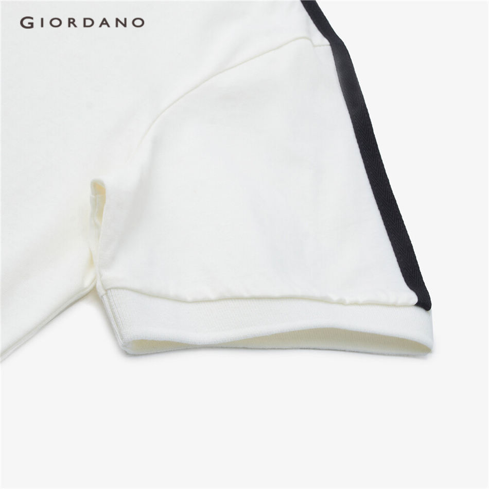Áo thun polo GIORDANO 13313201 tay ngắn họa tiết 2 sọc phối khóa thời trang dành cho nữ