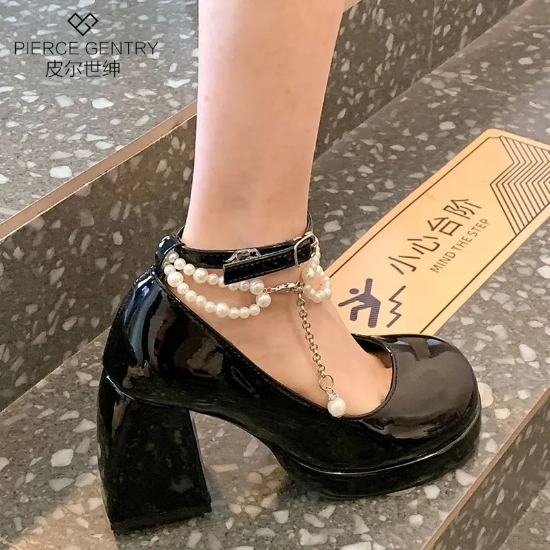 Giày búp bê cao gót LIAOYUE 23Z23060302 phong cách lolita gót đại đính tinh thể thời trang 2023 cho nữ