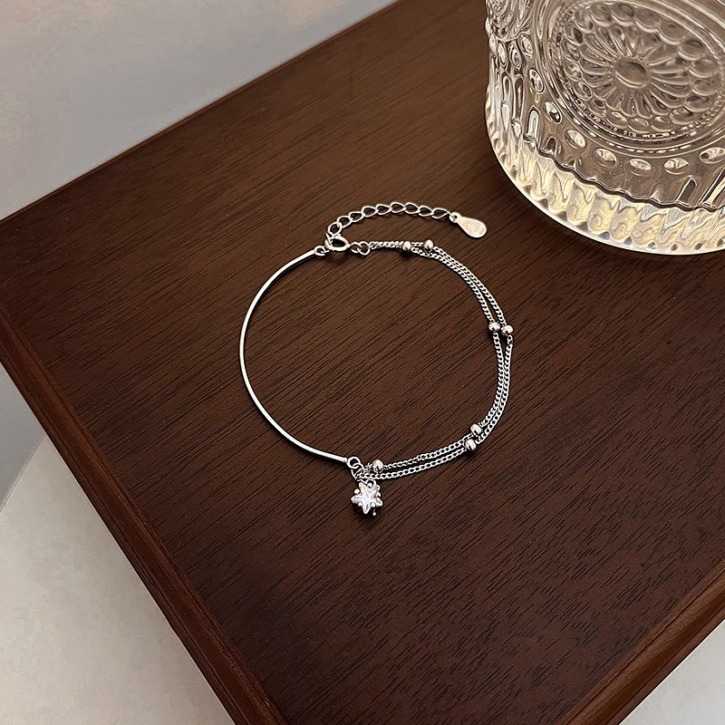 Vòng Tay Hai Lớp Màu Bạc Hình Ngôi Sao Thời Trang Hàn Quốc Cho Nữ