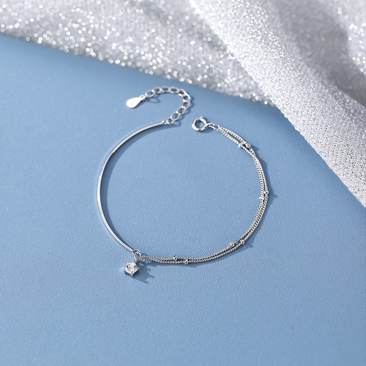 Vòng Tay Hai Lớp Màu Bạc Hình Ngôi Sao Thời Trang Hàn Quốc Cho Nữ