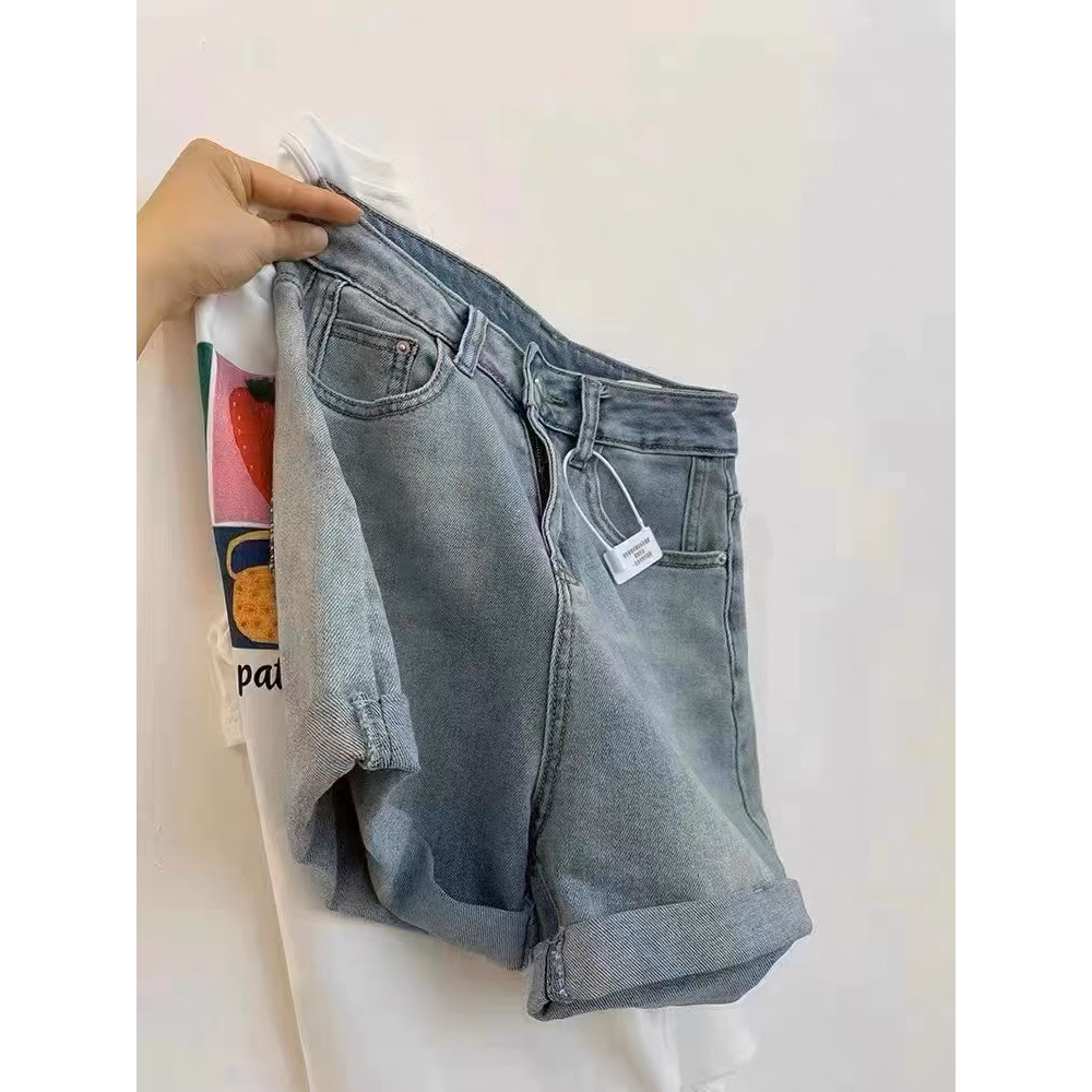 Quần Short Denim Lưng Cao Ống Rộng Thời Trang Mùa Hè Hàn Quốc 2023