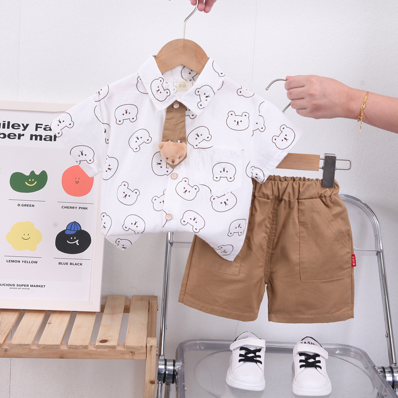 Set Áo Thun Polo + Quần Short Thời Trang Dễ Thương Cho Bé Trai 1-5 Tuổi