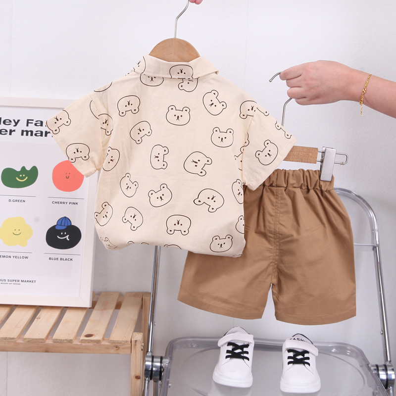 Set Áo Thun Polo + Quần Short Thời Trang Dễ Thương Cho Bé Trai 1-5 Tuổi
