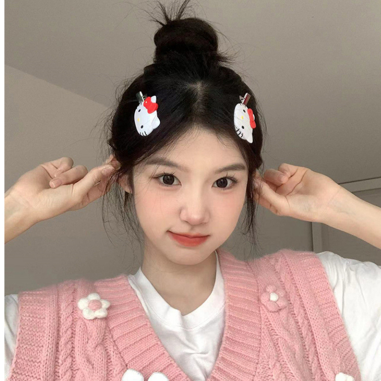 Kẹp Tóc Hình Mèo Hello Kitty Dễ Thương Phong Cách Nhật Bản