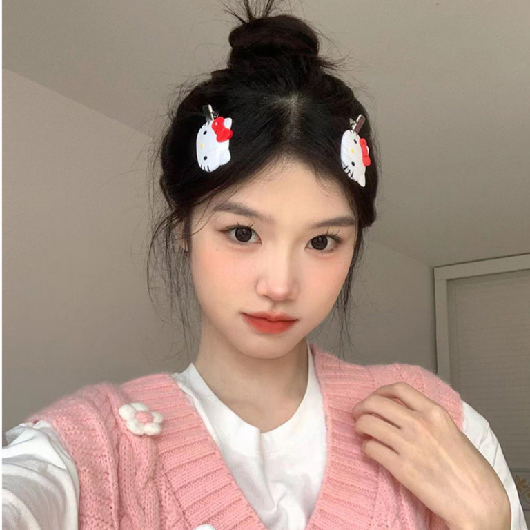 Kẹp Tóc Hình Mèo Hello Kitty Dễ Thương Phong Cách Nhật Bản
