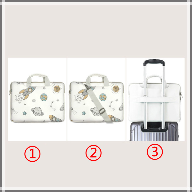 With shoulder strap ⭐️Brown Bear⭐️ Laptop Bags PU Computer Bag Waterproof Sleeve 12 13.3 Laptop Case 14 inch15 15.6inches