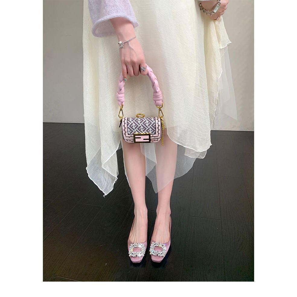 Giày Búp Bê Đế Mềm Mũi Vuông Đính Đá Xinh Xắn Dành Cho Cô Dâu / Size 33-44