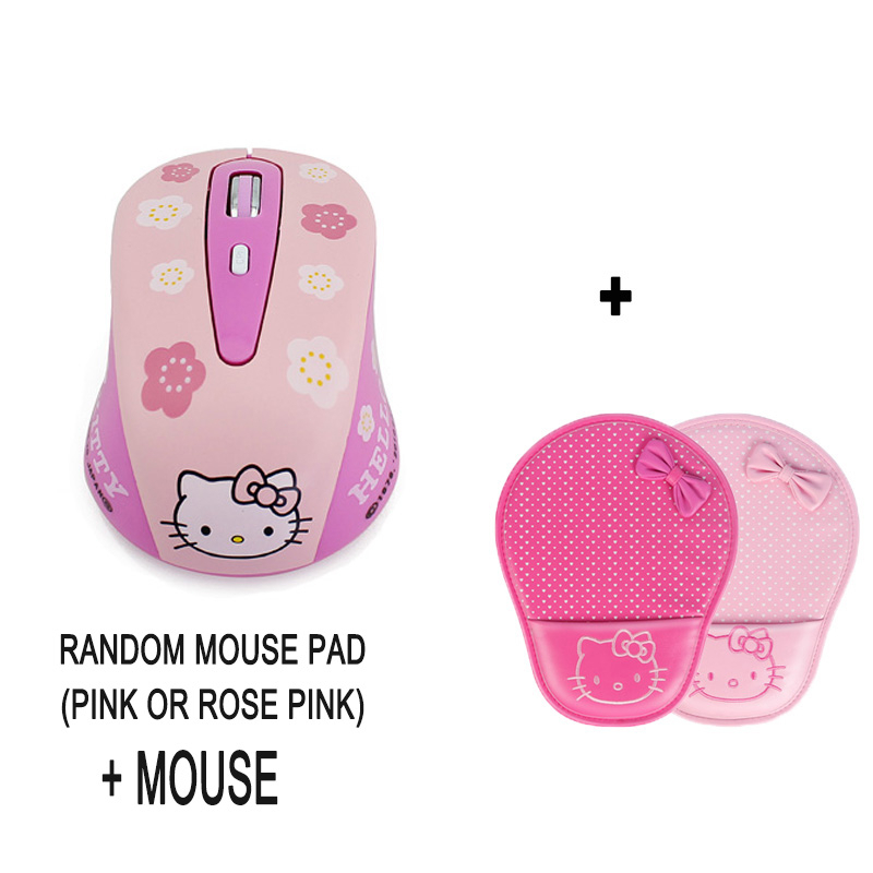 Chuột Quang Không Dây 2.4Ghz Hình Hello Kitty 800 / 1200 / 1600