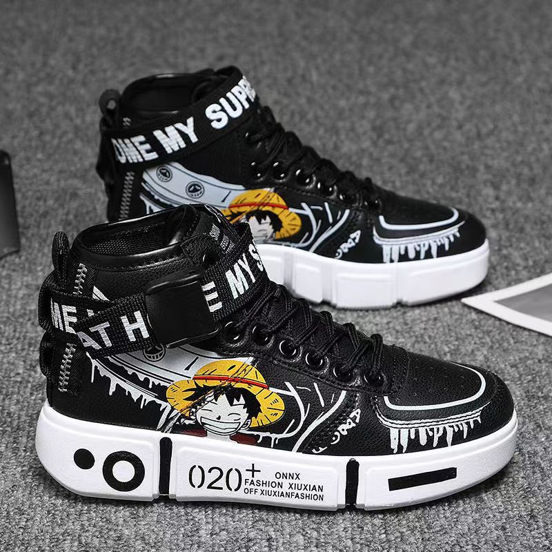 Giày Thể Thao Cổ Cao Họa Tiết Anime One Piece Cá Tính Dành Cho Nam
