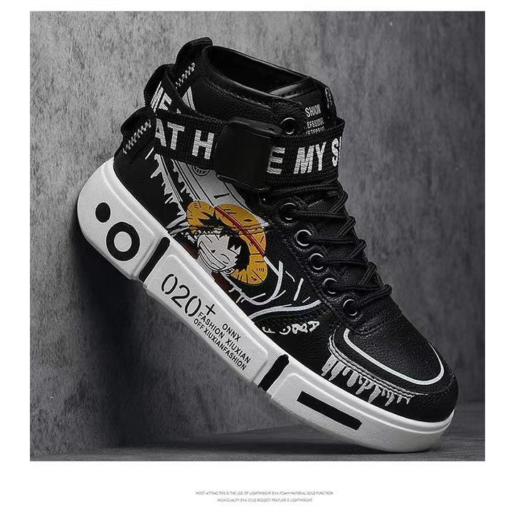 Giày Thể Thao Cổ Cao Họa Tiết Anime One Piece Cá Tính Dành Cho Nam