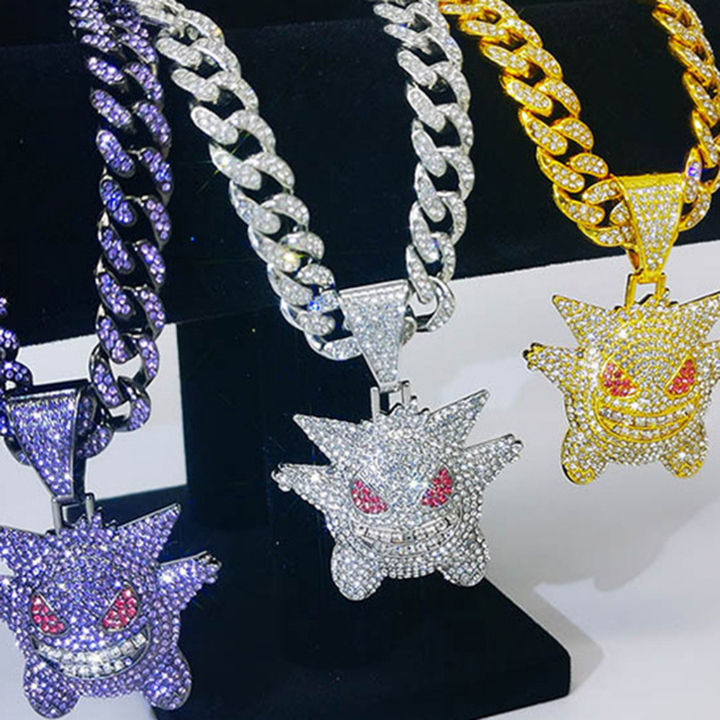 Vòng cổ Mặt Hình Pokemon Đính Đá Toàn Diện Phong Cách Hip hop