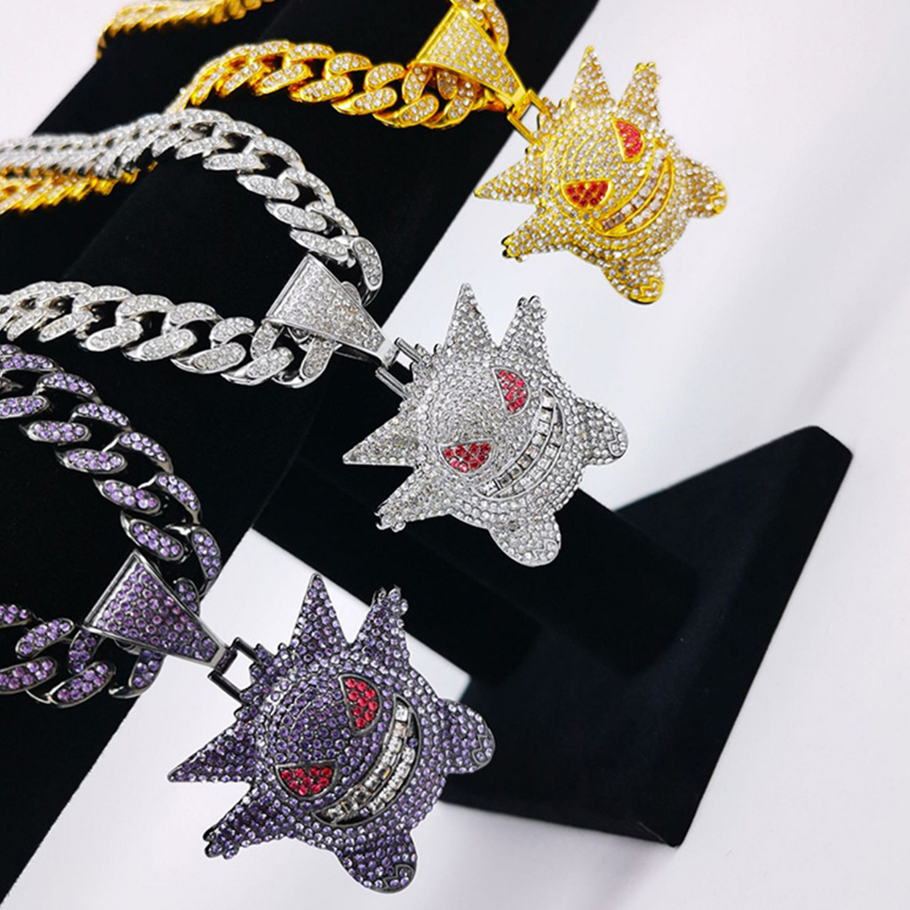 Vòng cổ Mặt Hình Pokemon Đính Đá Toàn Diện Phong Cách Hip hop