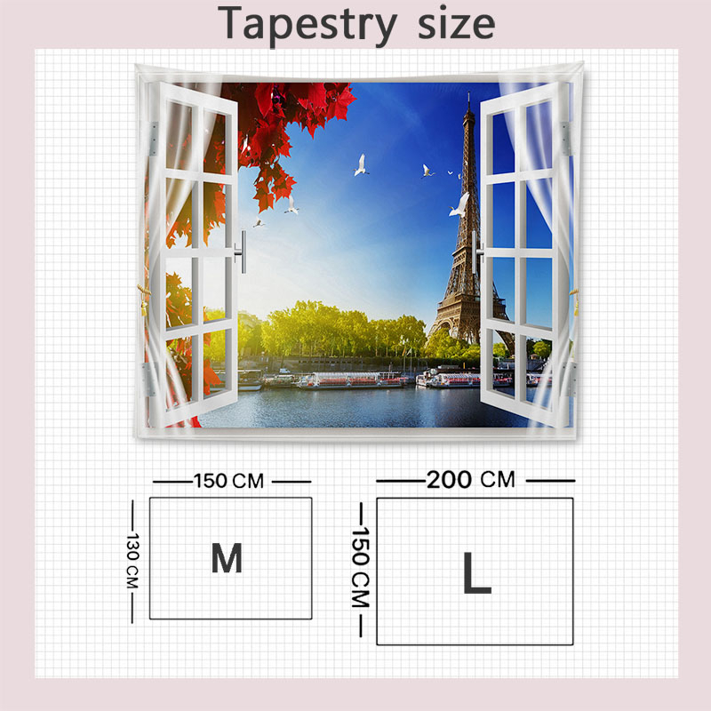 Thảm Vải Treo Tường Trang Trí Phông Nền Nhà Cửa In Hình Phong Cảnh Dễ Thương