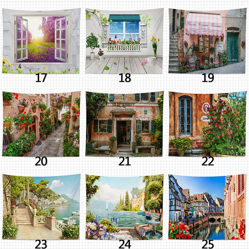 Thảm Vải Treo Tường Trang Trí Phông Nền Nhà Cửa In Hình Phong Cảnh Dễ Thương