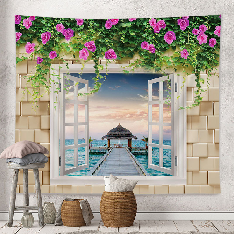 Thảm Vải Treo Tường Trang Trí Phông Nền Nhà Cửa In Hình Phong Cảnh Dễ Thương