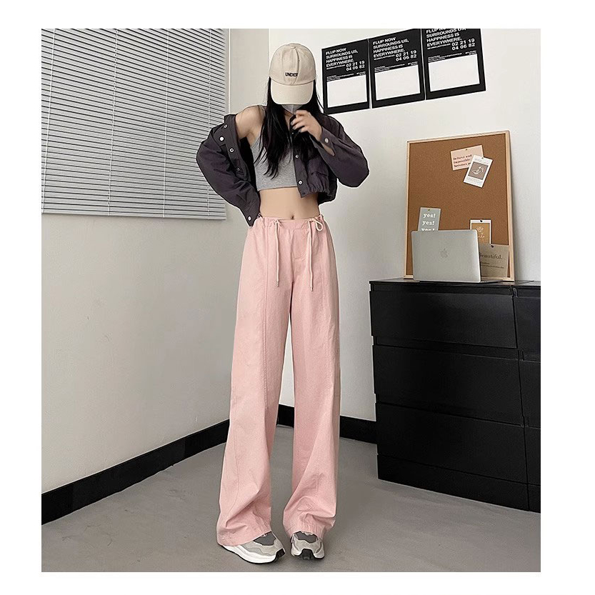 Ethelgirl Quần Dài Lưng Cao Ống Rộng Có 3 Màu Thời Trang Phong Cách Hàn Quốc Cho Nữ