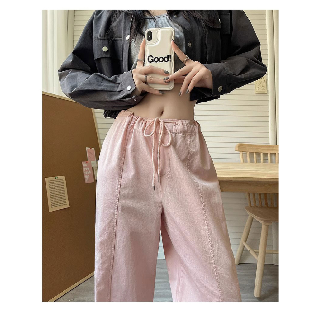 Ethelgirl Quần Dài Lưng Cao Ống Rộng Có 3 Màu Thời Trang Phong Cách Hàn Quốc Cho Nữ