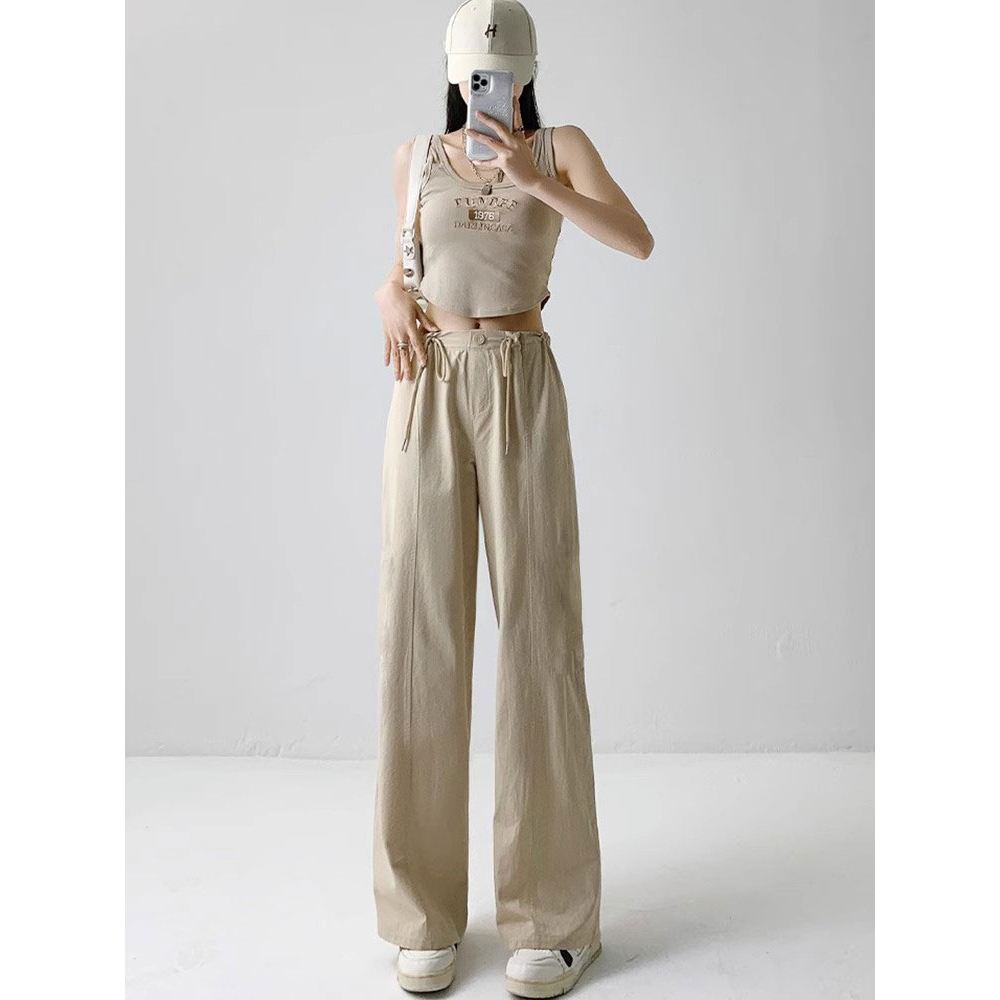 Ethelgirl Quần Dài Lưng Cao Ống Rộng Có 3 Màu Thời Trang Phong Cách Hàn Quốc Cho Nữ