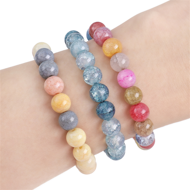 Chuỗi Hạt Tròn Bằng Thủy Tinh 50 Màu Sắc 8mm Dùng Làm Đồ Trang Sức Thủ Công