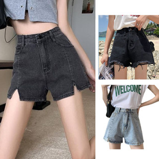Quần short jeans lưng cao ống rộng thời trang cho nữ