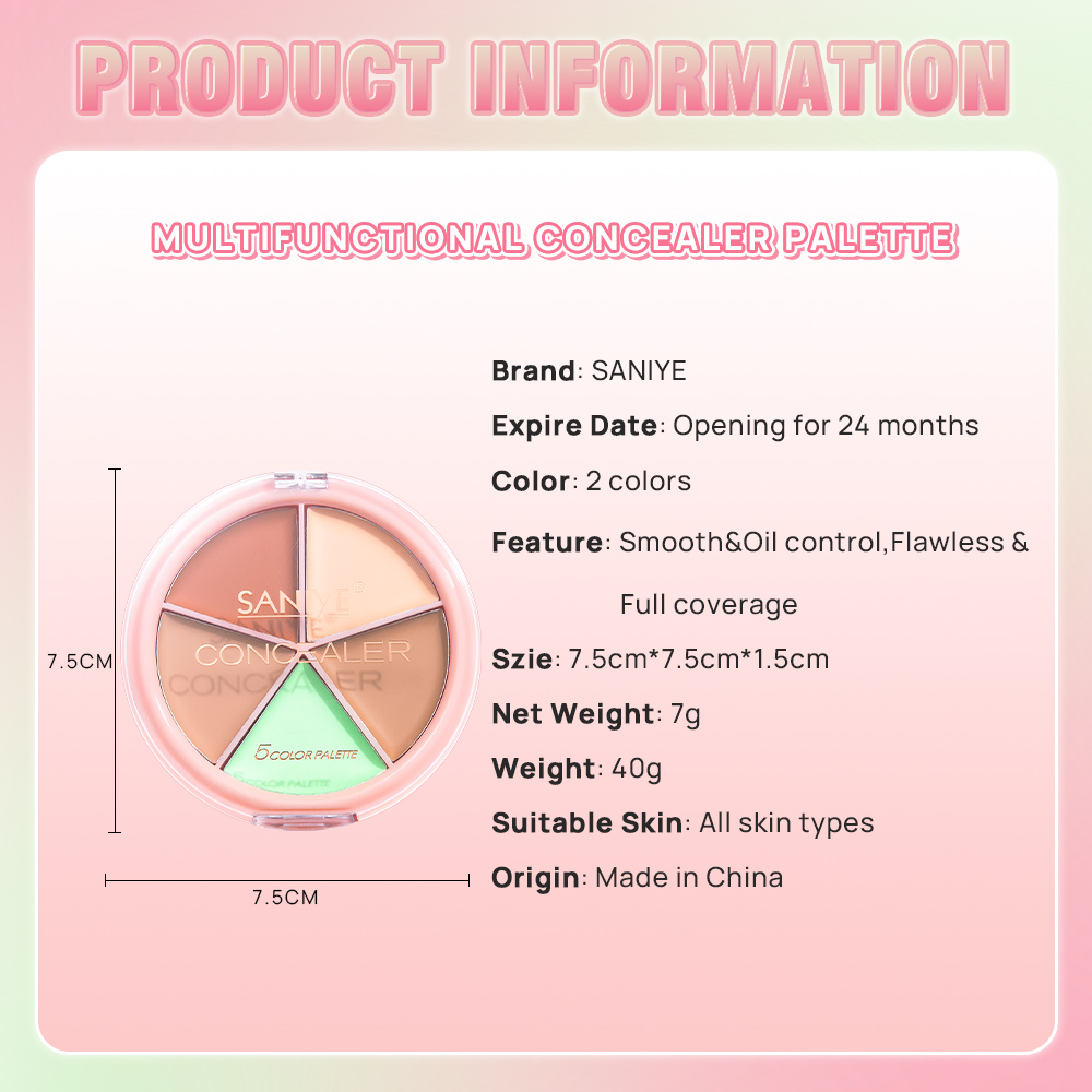 Bảng Kem Che Khuyết Điểm 5 Màu SANIYE 7g R1179