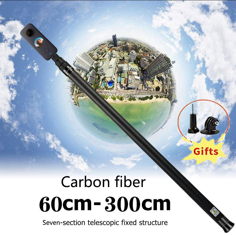 Gậy Tự Sướng 3M 2M 1.5M Insta360 X3 One X2 RS Bằng Carbon Cho Điện Thoại GoPro 9 Max