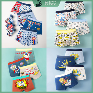 [MICCYBC]Hộp 4 Quần Lót Boxer In Họa Tiết Hoạt Hình Dễ Thương Cho Bé Trai Từ 1-13 Tuổi