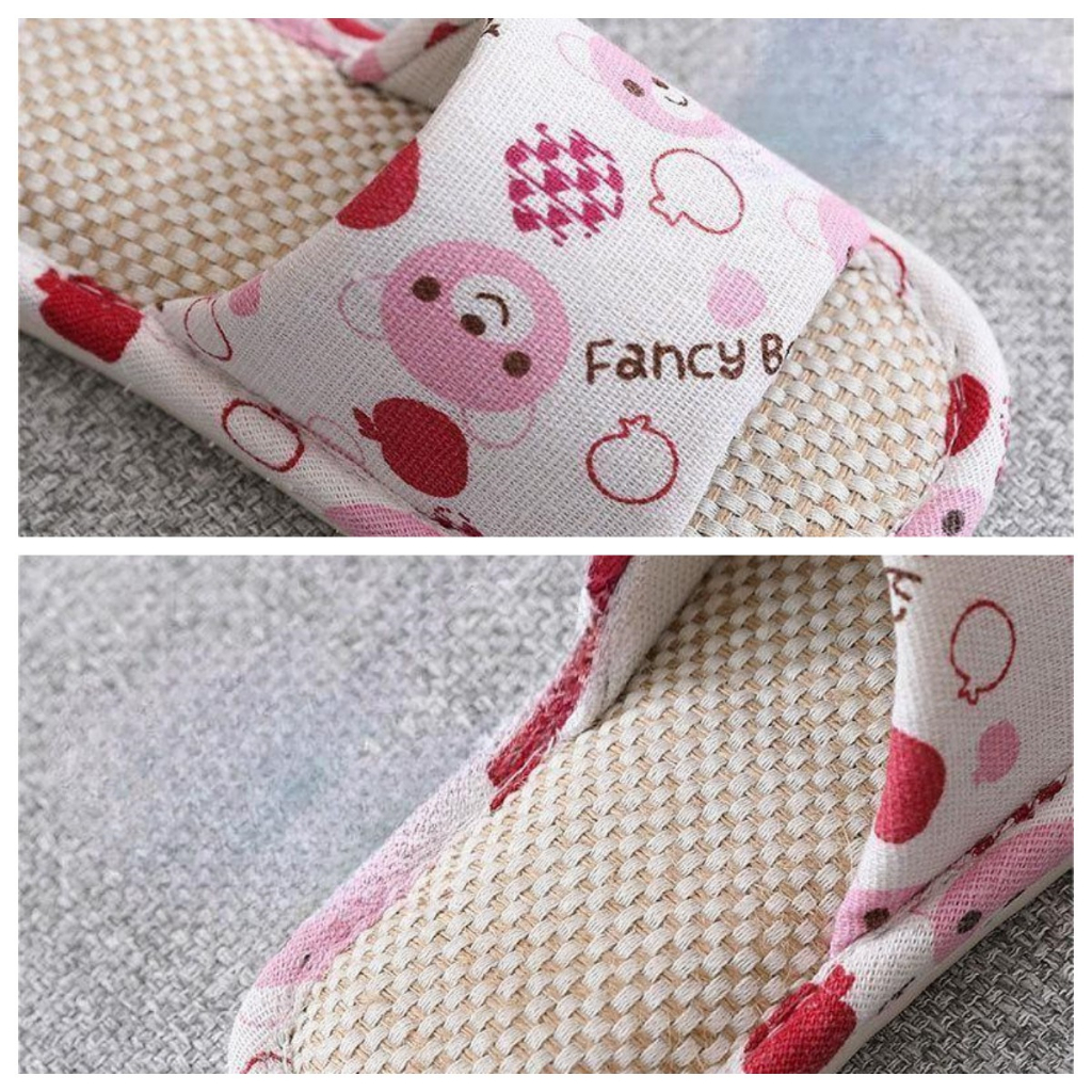 Dép Đi Trong Nhà Chất Liệu Cotton Lanh Họa Tiết Hoạt Hình Thời Trang Mùa Hè