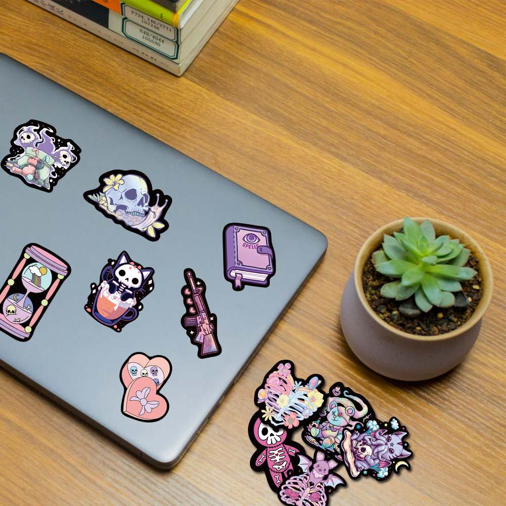 Bộ 55 Miếng Dán Hoạt Hình Phong Cách Gothic Vui Nhộn Chống Thấm Nước Trang Trí Laptop Nón Bảo Hiểm