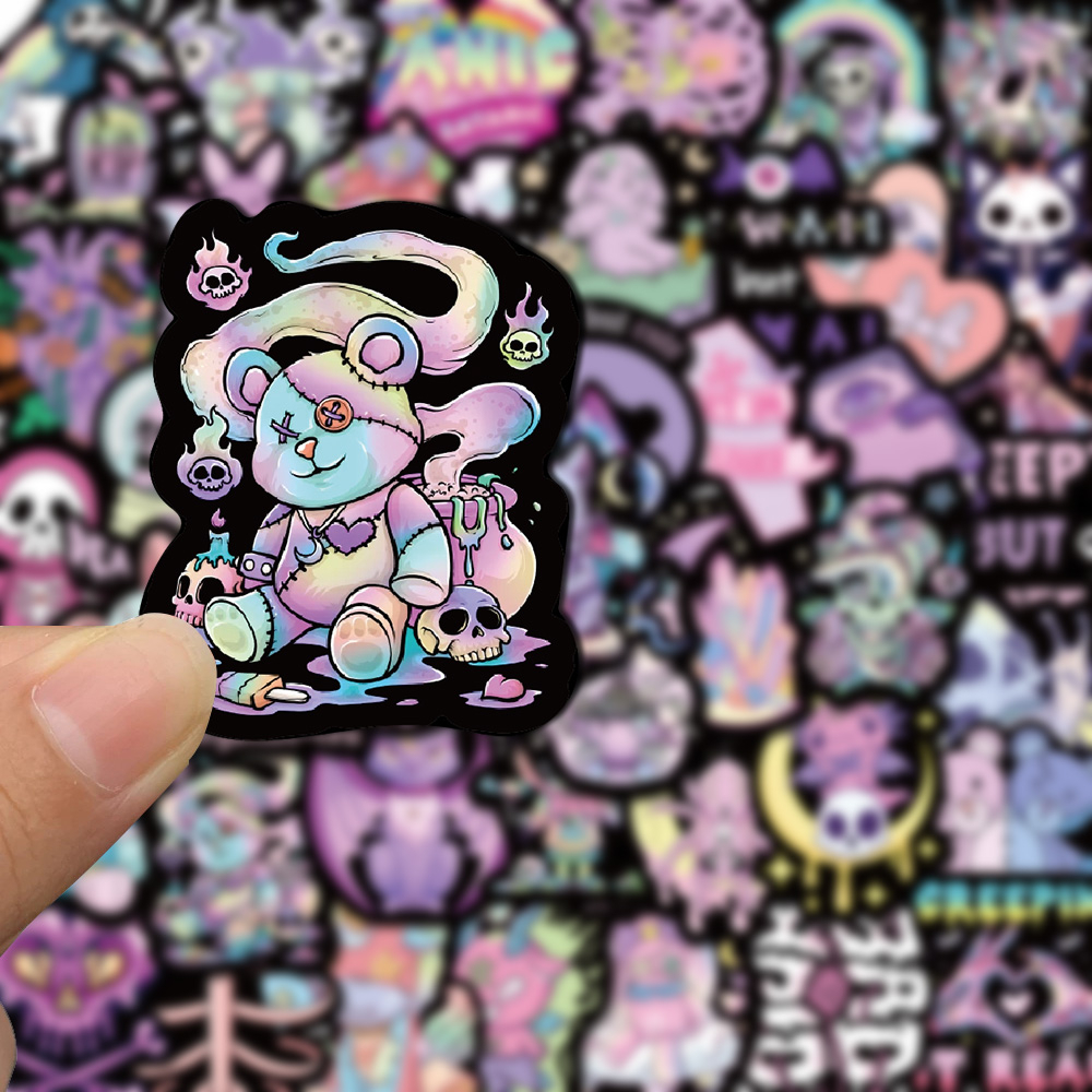 Bộ 55 Miếng Dán Hoạt Hình Phong Cách Gothic Vui Nhộn Chống Thấm Nước Trang Trí Laptop Nón Bảo Hiểm