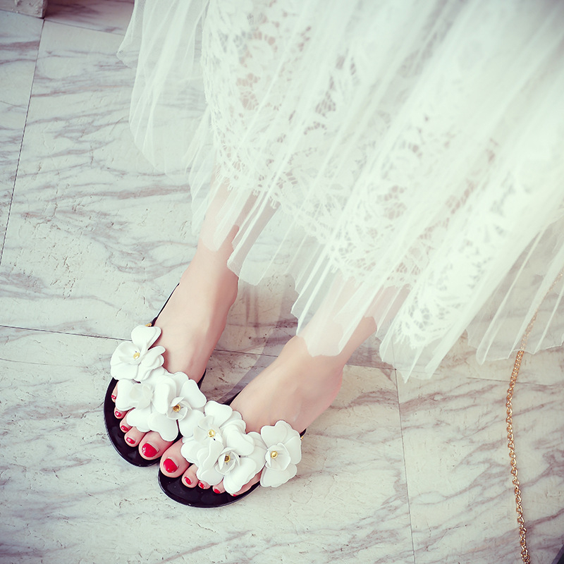 Prowow❤Dép Xỏ Ngón Đính Hoa Thời Trang Nữ Tính