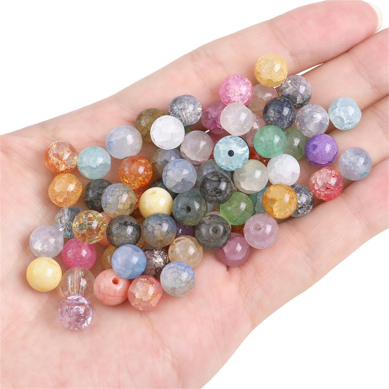 Chuỗi Hạt Tròn Bằng Thủy Tinh 50 Màu Sắc 8mm Dùng Làm Đồ Trang Sức Thủ Công