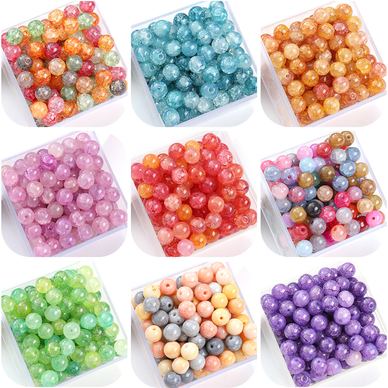Chuỗi Hạt Tròn Bằng Thủy Tinh 50 Màu Sắc 8mm Dùng Làm Đồ Trang Sức Thủ Công