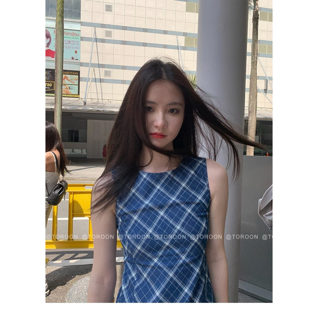 Đầm Denim Không Tay Xếp Ly Mẫu Mới 2023 Thời Trang Mùa Hè Cho Nữ