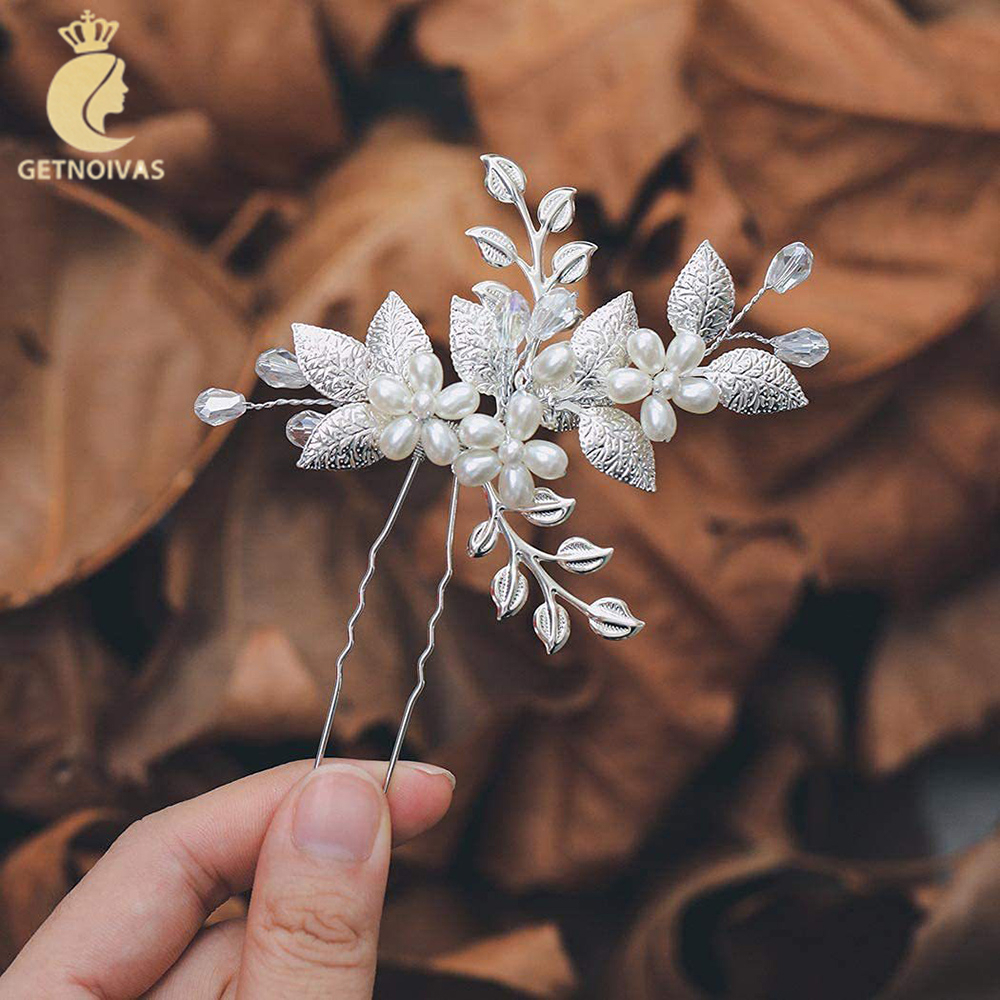 GETNOIVAS Nĩa Cài Tóc Đính Đá Pha Lê Màu Bạc / Trắng Siêu Bền Làm Quà Tặng Giáng Sinh / Valentine
