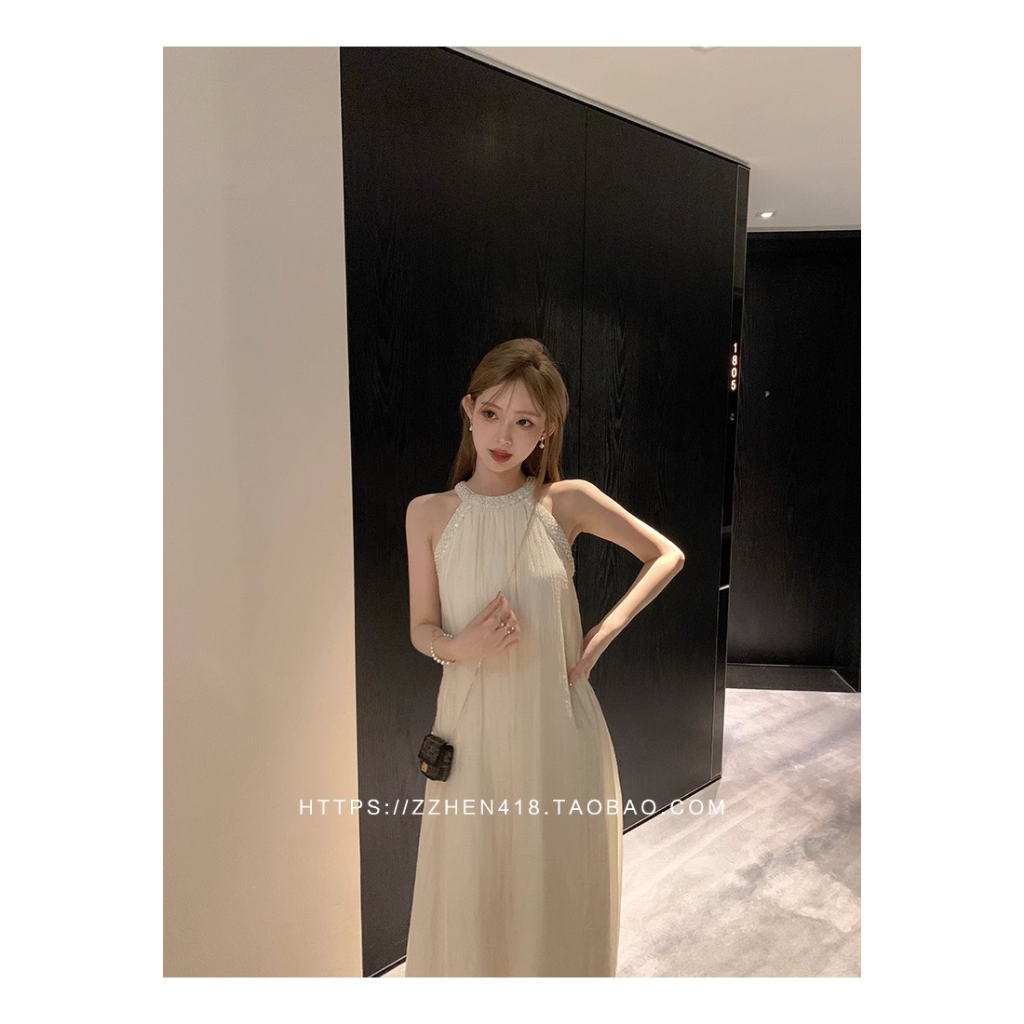 Đầm Công Chúa Hai Dây Dáng Dài Đính Ngọc Trai Thời Trang Cao Cấp Sang Trọng